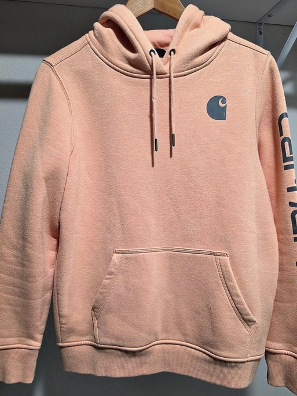 Carhartt Women's Clarksburg Graphic Sleeve Pullover Sweatshirt Pink Medium